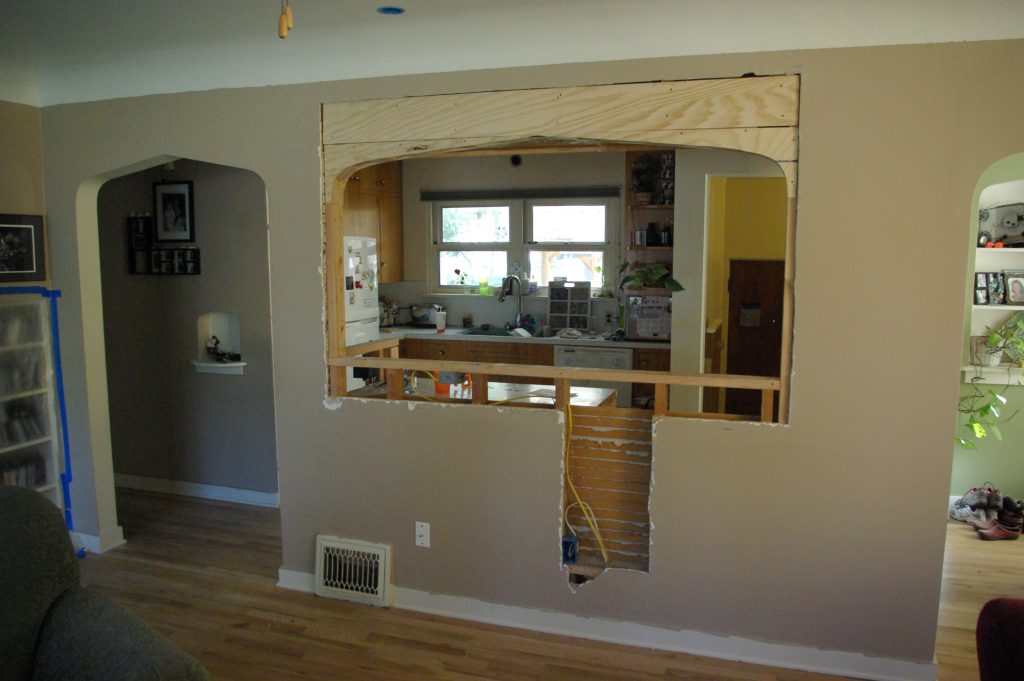images of opening up kitchen wall